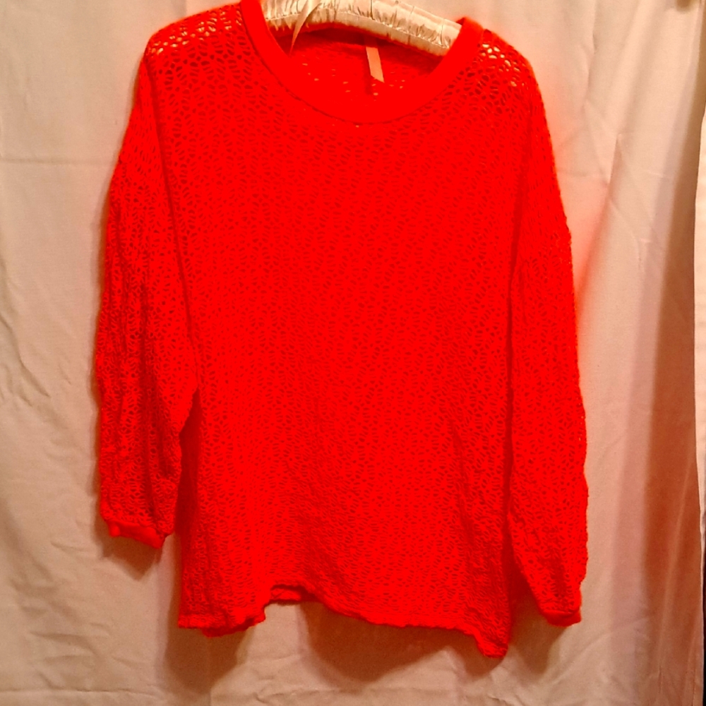 Vibrant Orange Knit Pullover